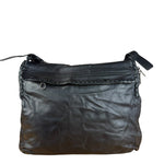 Bottega Veneta Black Intrecciato Leather Flap Messenger Bag