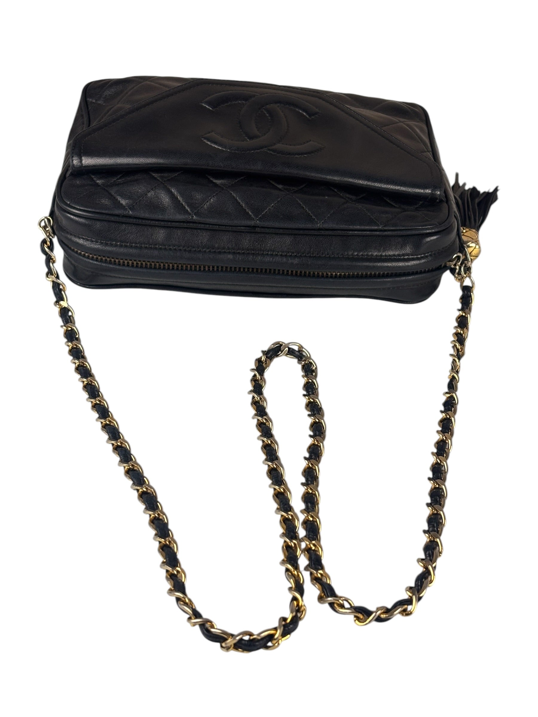 Chanel Black Diamond Stitch Camera Crossbody