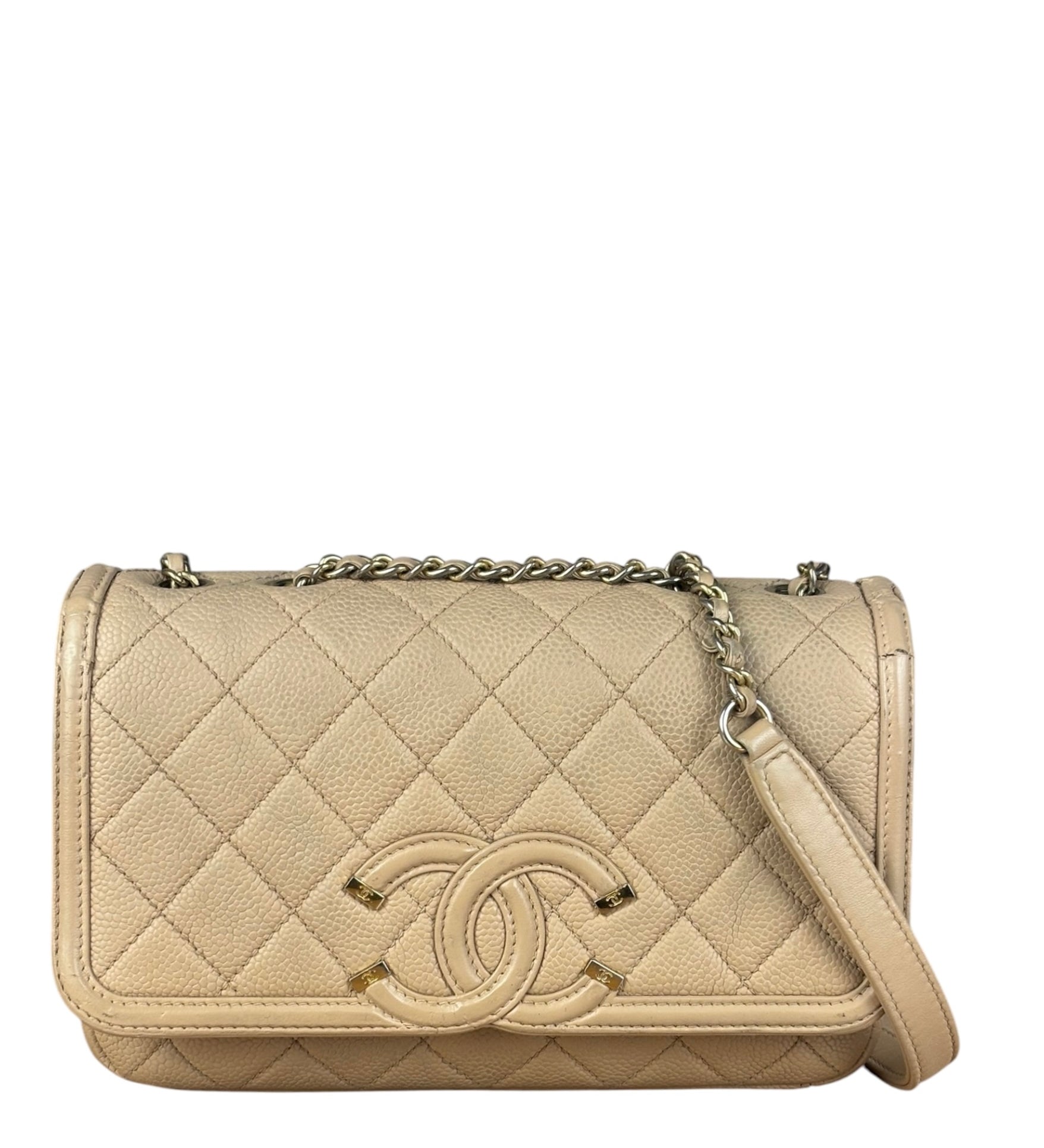 Chanel Beige Caviar S Filigree Flap 2016