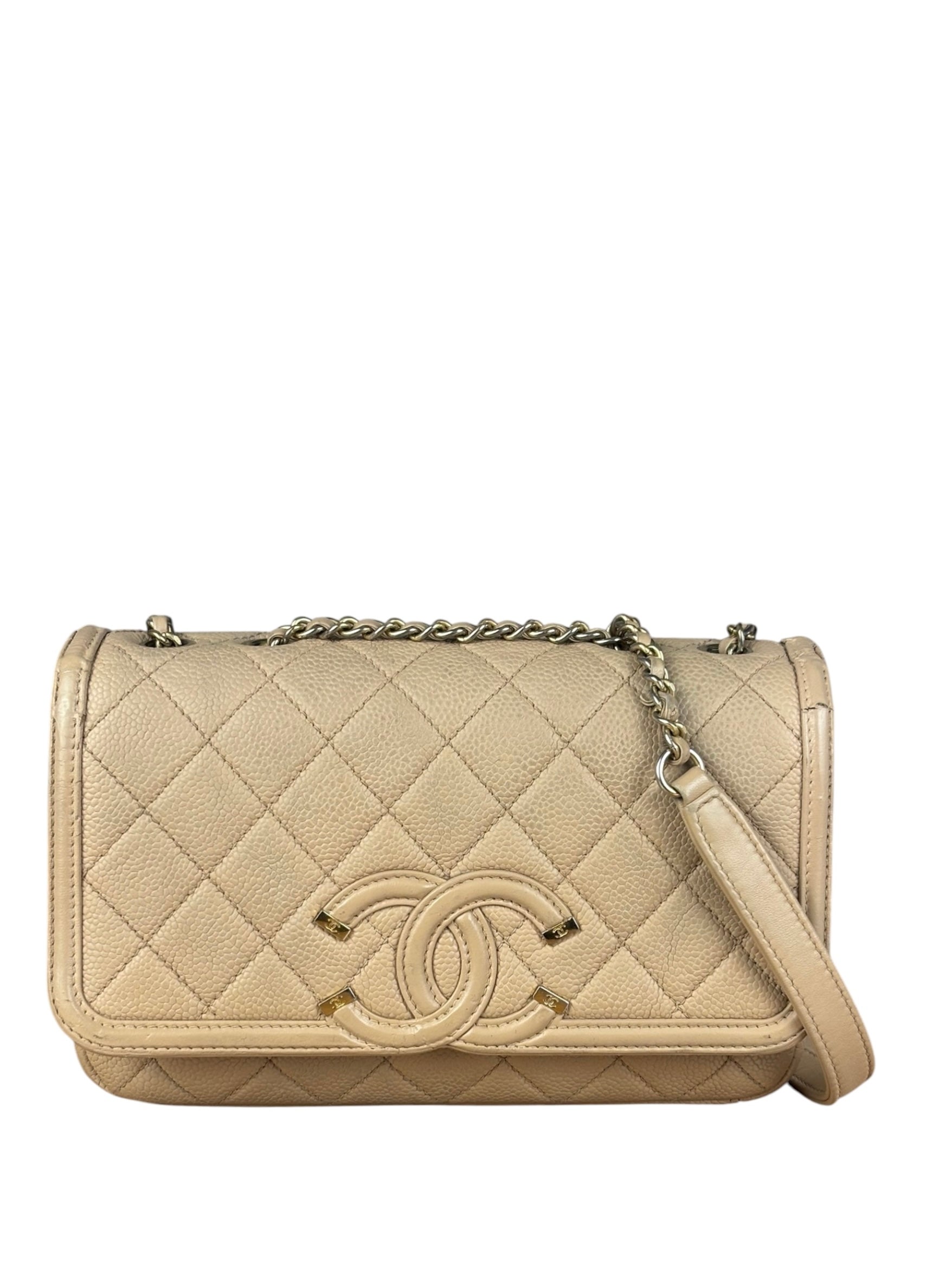 Chanel Beige Caviar S Filigree Flap 2016