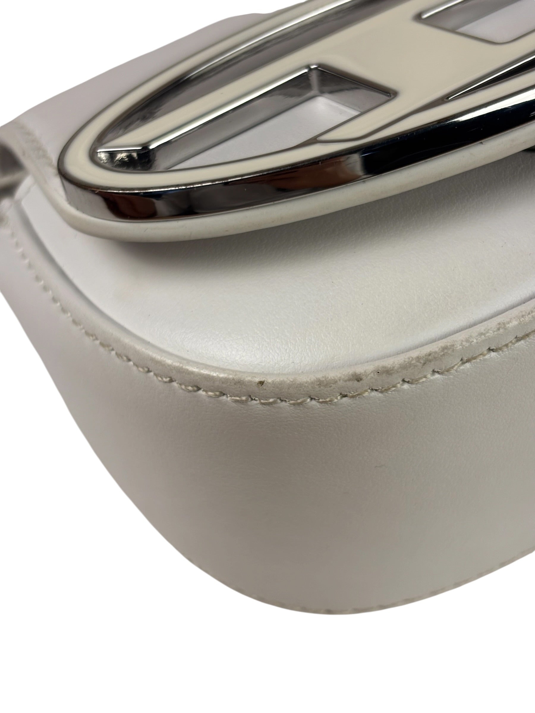 Diesel White Leather 1DR XS Two-Way Mini Bag