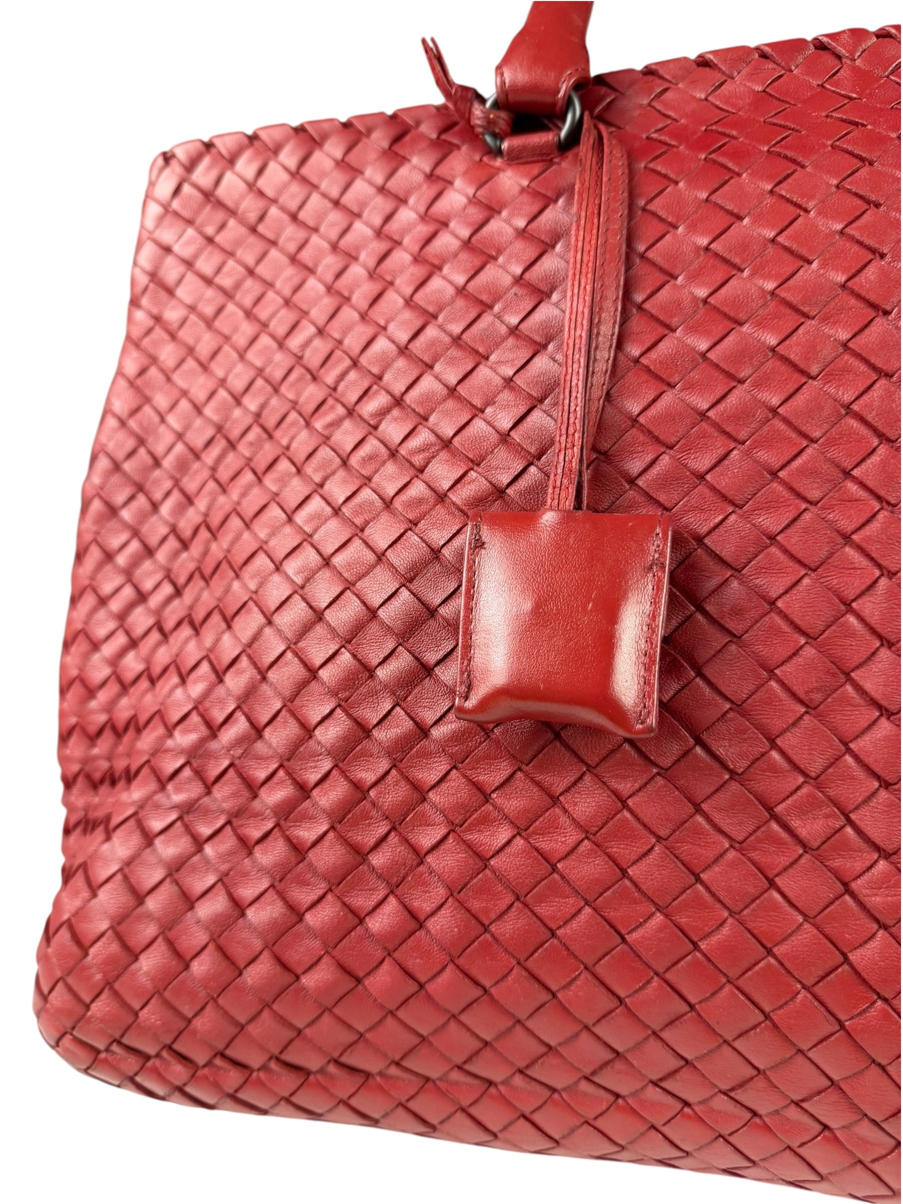 Bottega Veneta Red Intrecciato Montaigne Bag