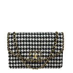 Chanel Houndstooth Tweed Heart Chain Flap Bag 2024