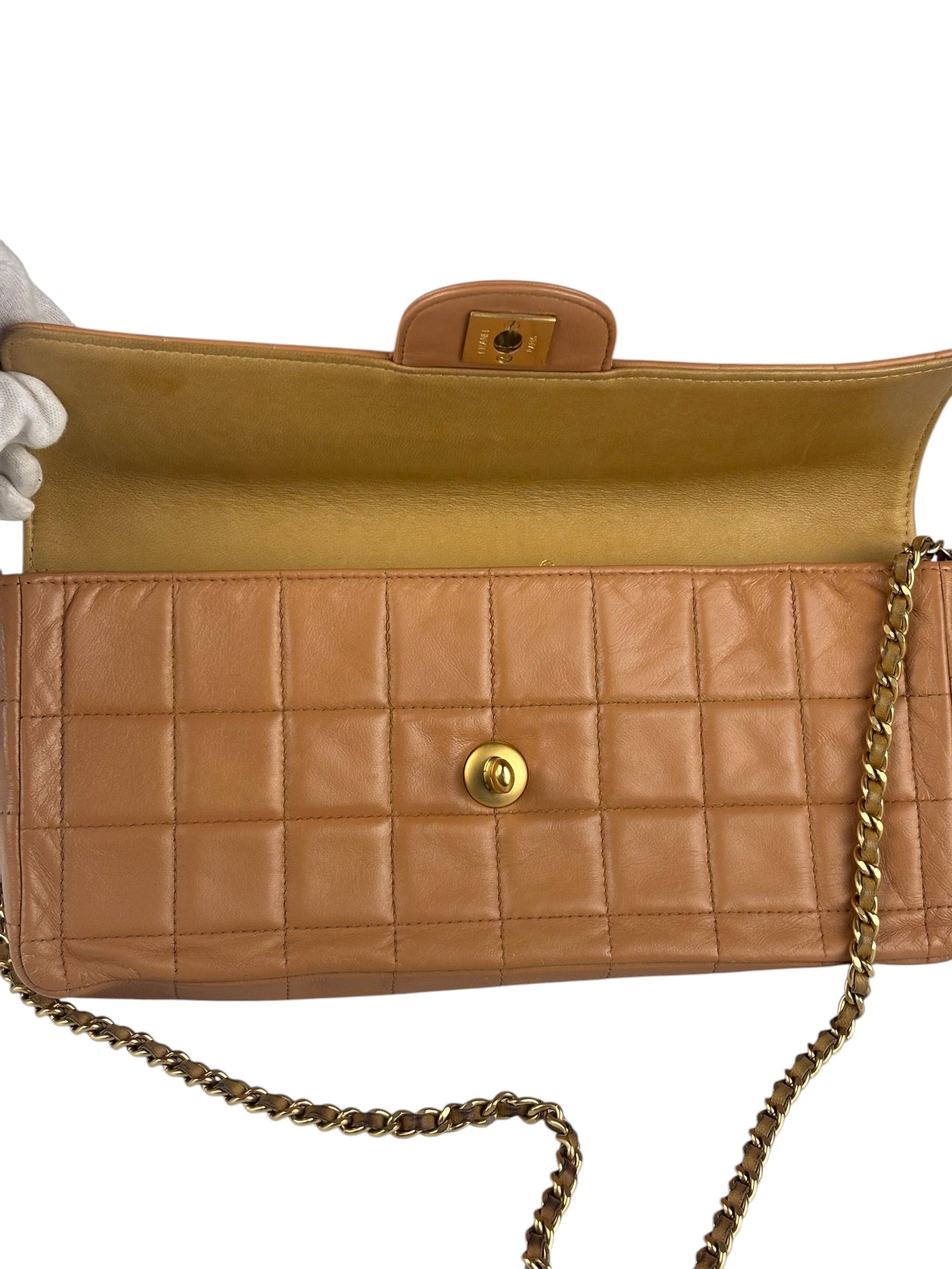 Chanel Vintage Beige Leather  Chocolate Bar East- 1987