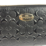 Coach Black Patent Leather Canvas Signature Zip-Around Long Wallet