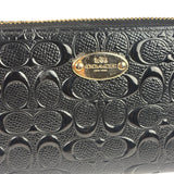 Coach Black Patent Leather Canvas Signature Zip-Around Long Wallet