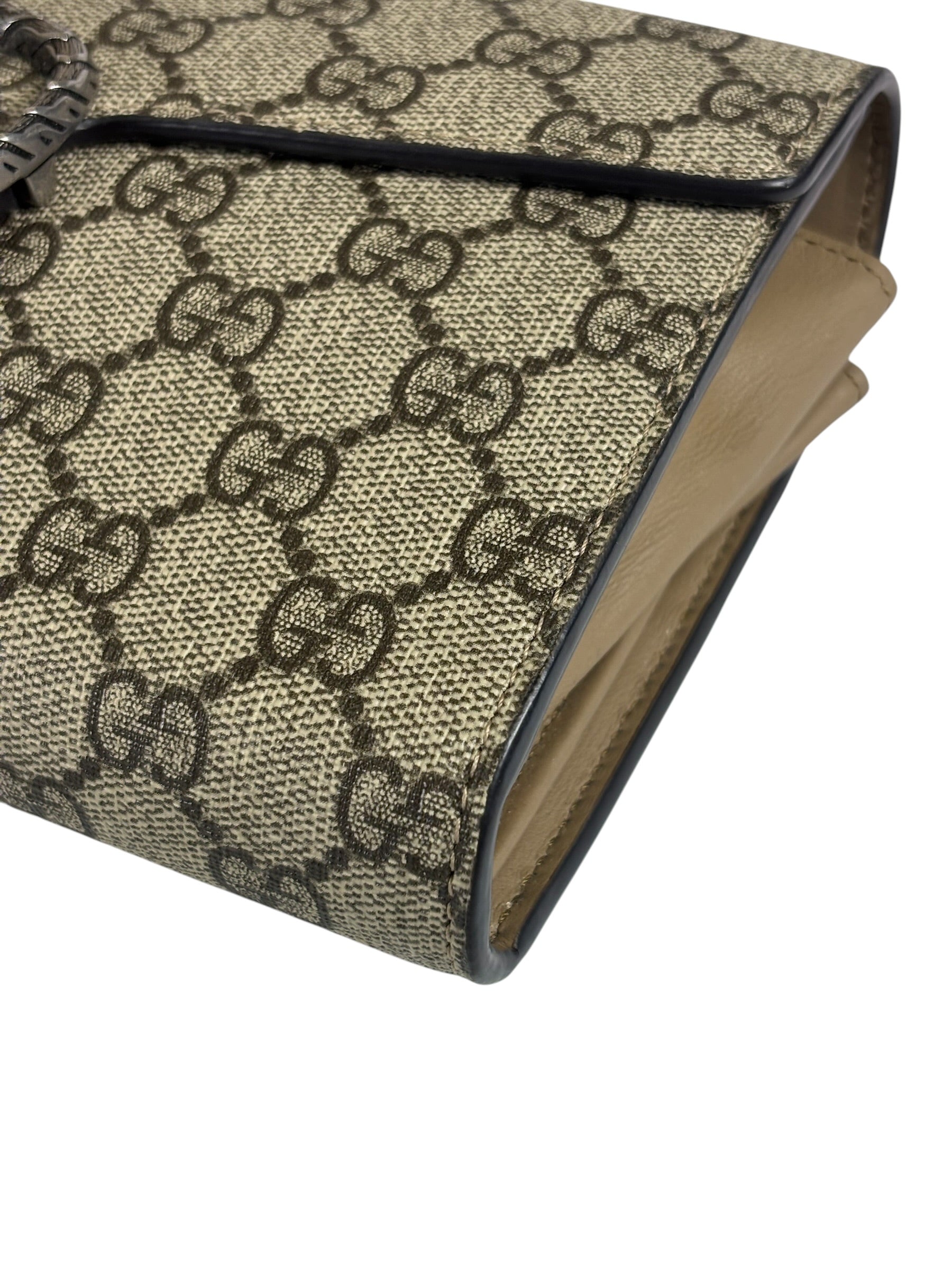 Gucci Beige Leather GG Dionysus Small Wallet On Chain