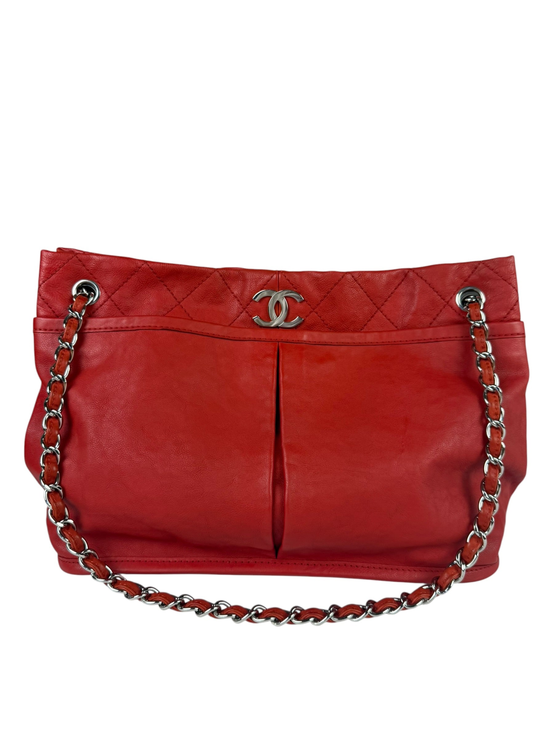 Chanel Red Quilted Leather Natural Beauty Chain Tote 2010