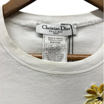 Christian Dior White Floral Embroidered Trotter Logo Short Sleeve T-Shirt