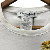 Christian Dior White Floral Embroidered Trotter Logo Short Sleeve T-Shirt