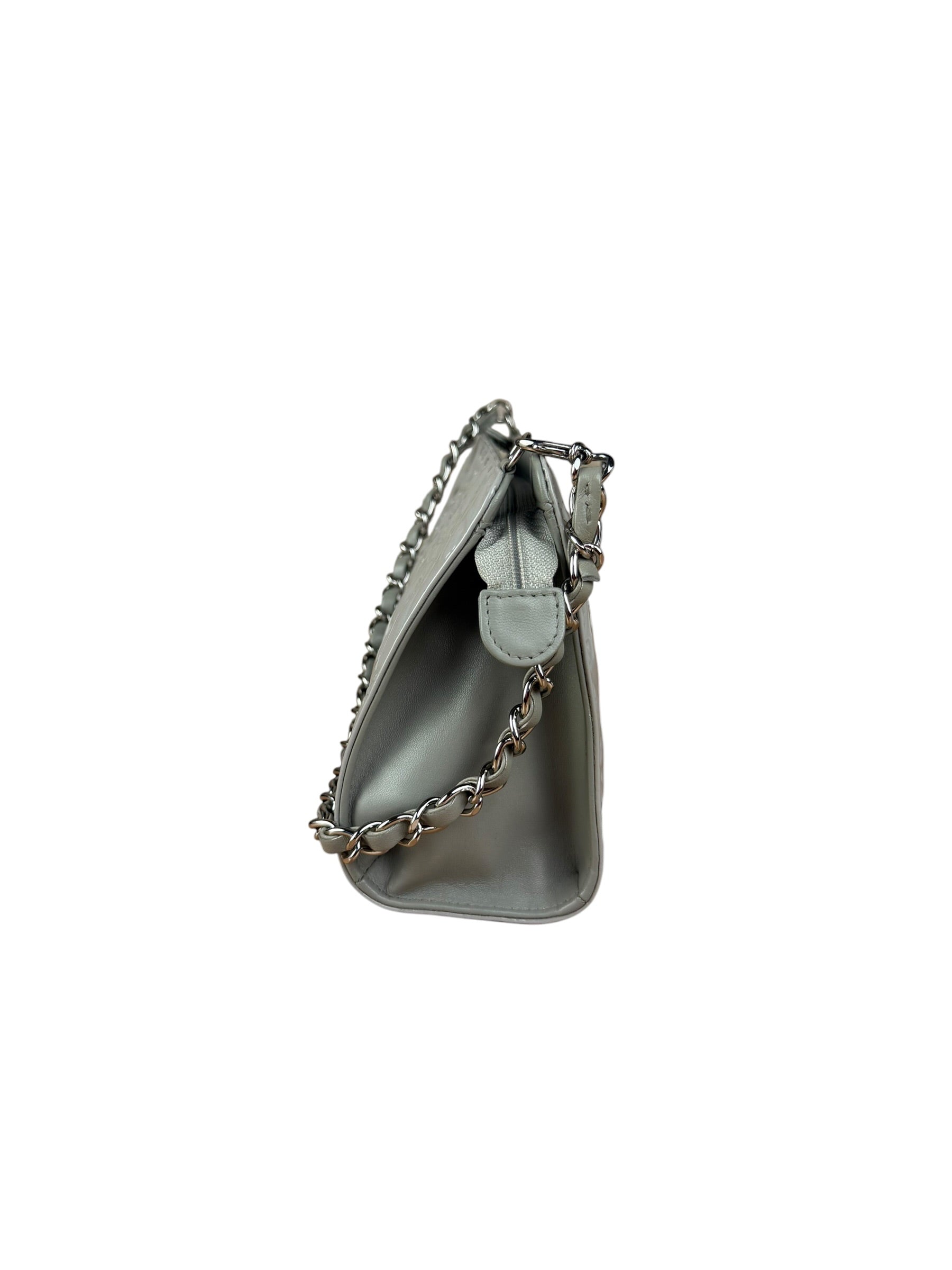 Chanel Vintage Grey Patent Leather Lucky Symbols Icon Pochette 1989