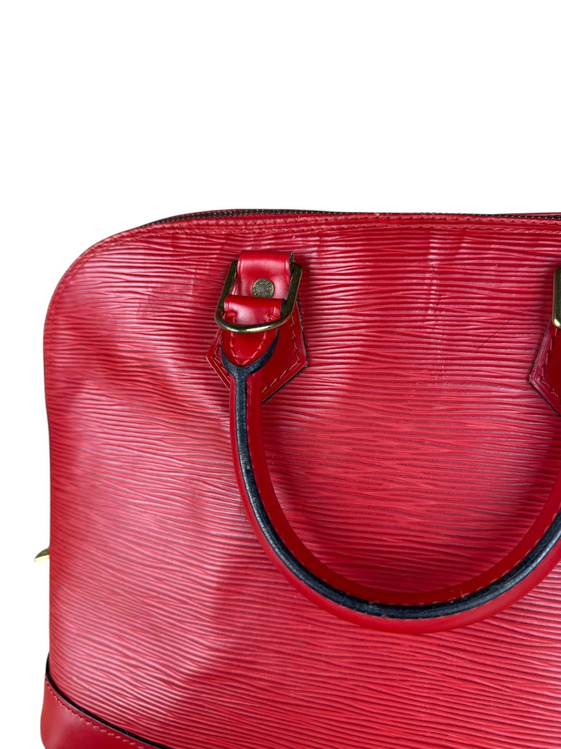 Louis Vuitton Red Epi Alma Handbag