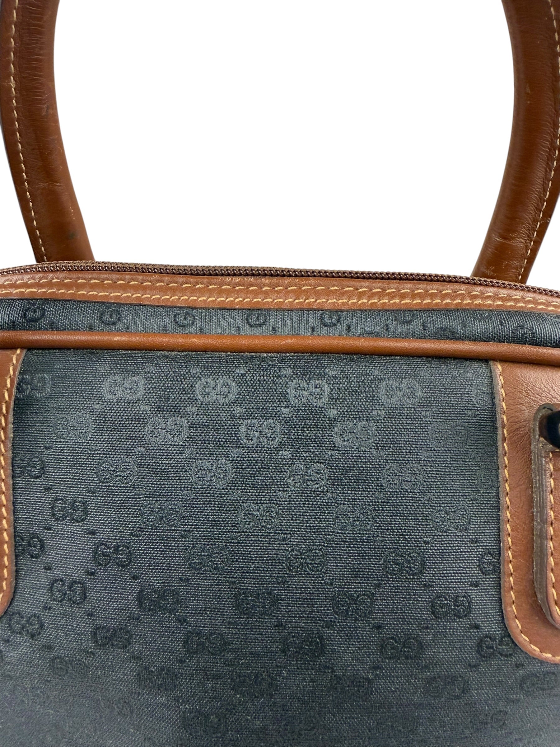 Gucci Vintage Micro GG Black/Brown Supreme Satchel Hand Bag