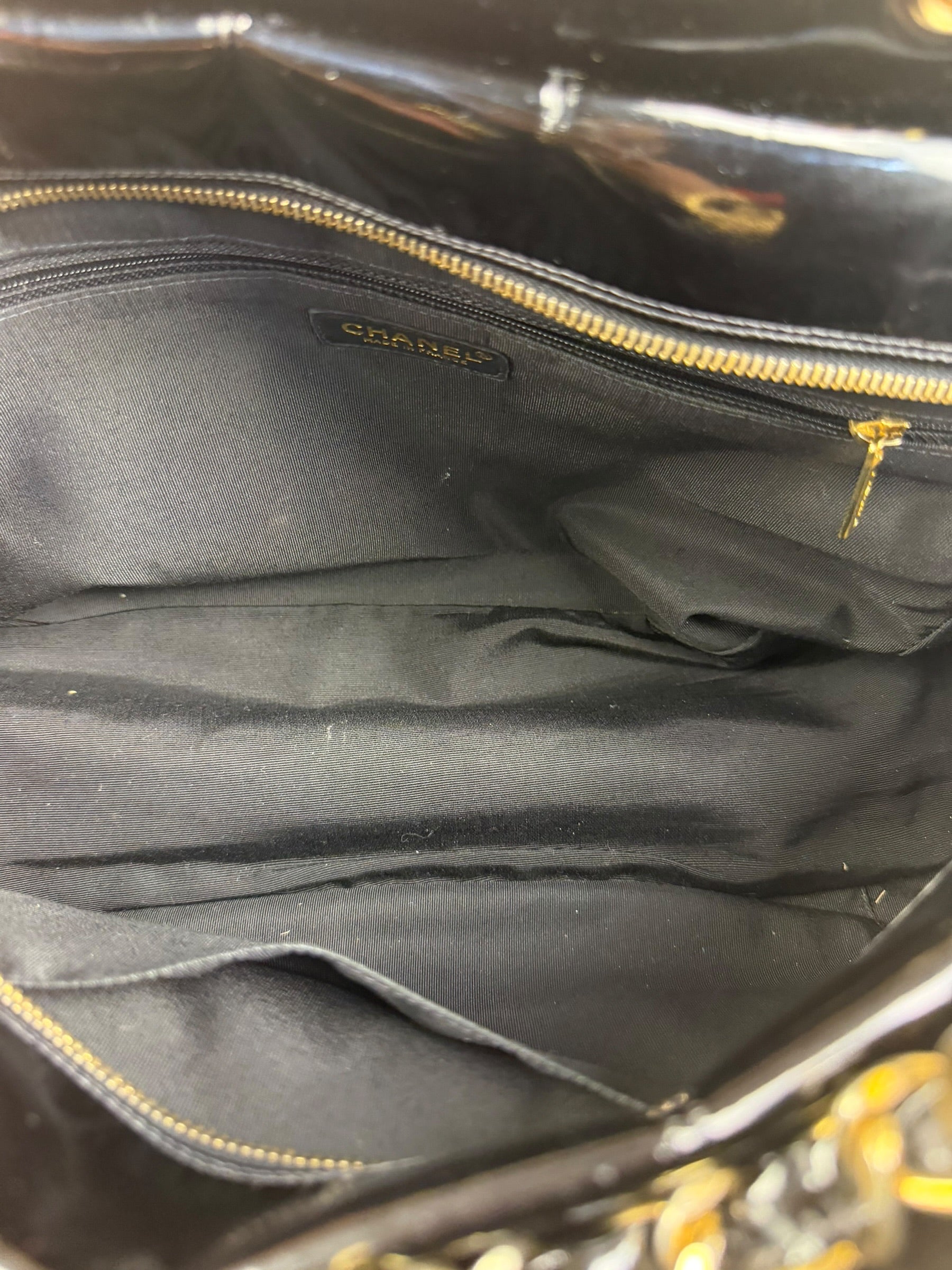 Chanel Black Patent Quilted Leather Timeless Shopping Tote Bag 2002