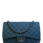 Chanel Teal Blue Jersey Large Flap Bag 2009