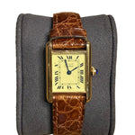 Cartier Tank Cream Roman Dial Brown Strap