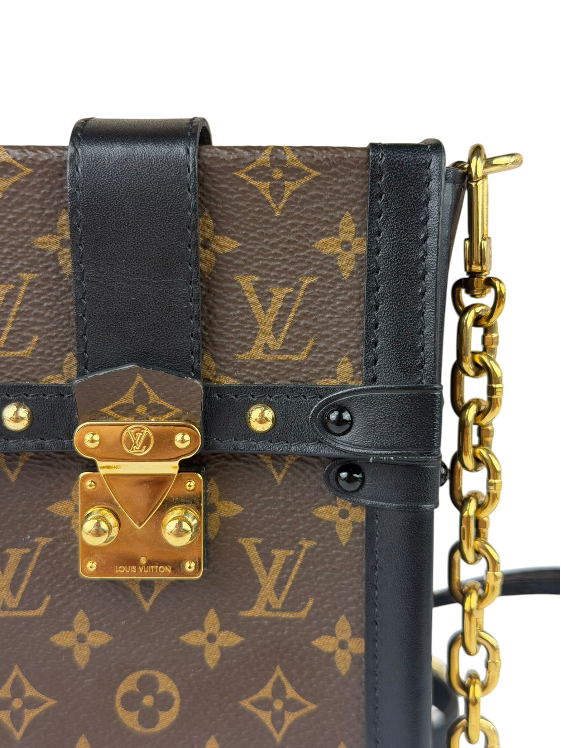 Louis Vuitton Black Monogram Vertical Trunk Pochette