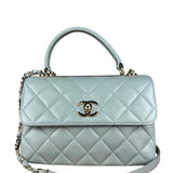 Chanel CC Trendy Blue Leather Flap Top Handle Bag