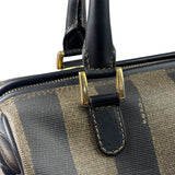 Fendi Brown/Black Leather Pequin Boston Bag