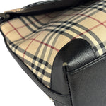 Burberry Black Leather Trim House Check Flap Crossbody Bag