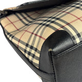 Burberry Black Leather Trim House Check Flap Crossbody Bag