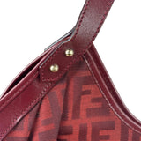 Fendi Red Leather Trim Zucca Chef Tote