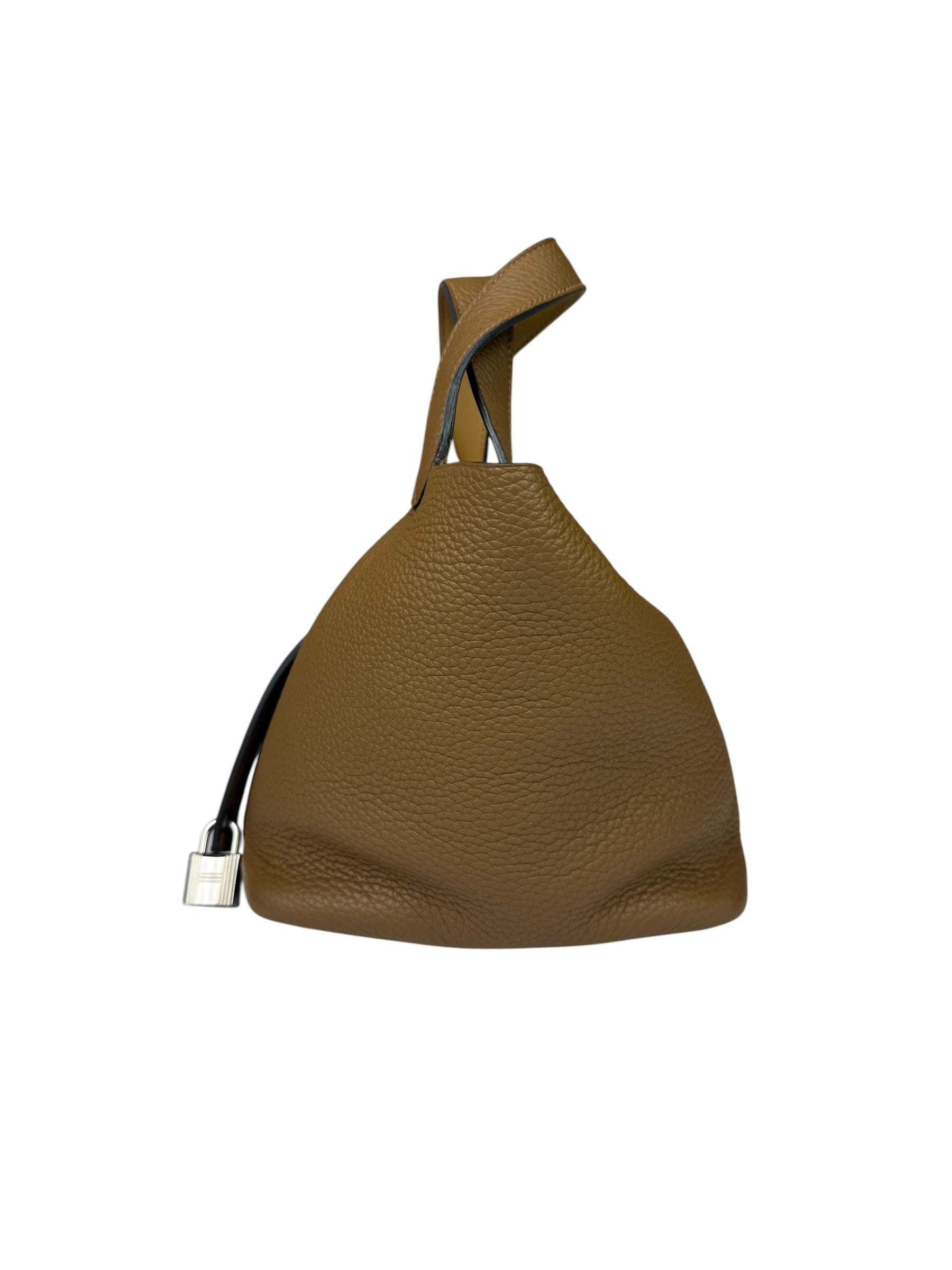 Hermes Brown Taurillon Clemence Leather Picotin 18 Lock Handbag 2021