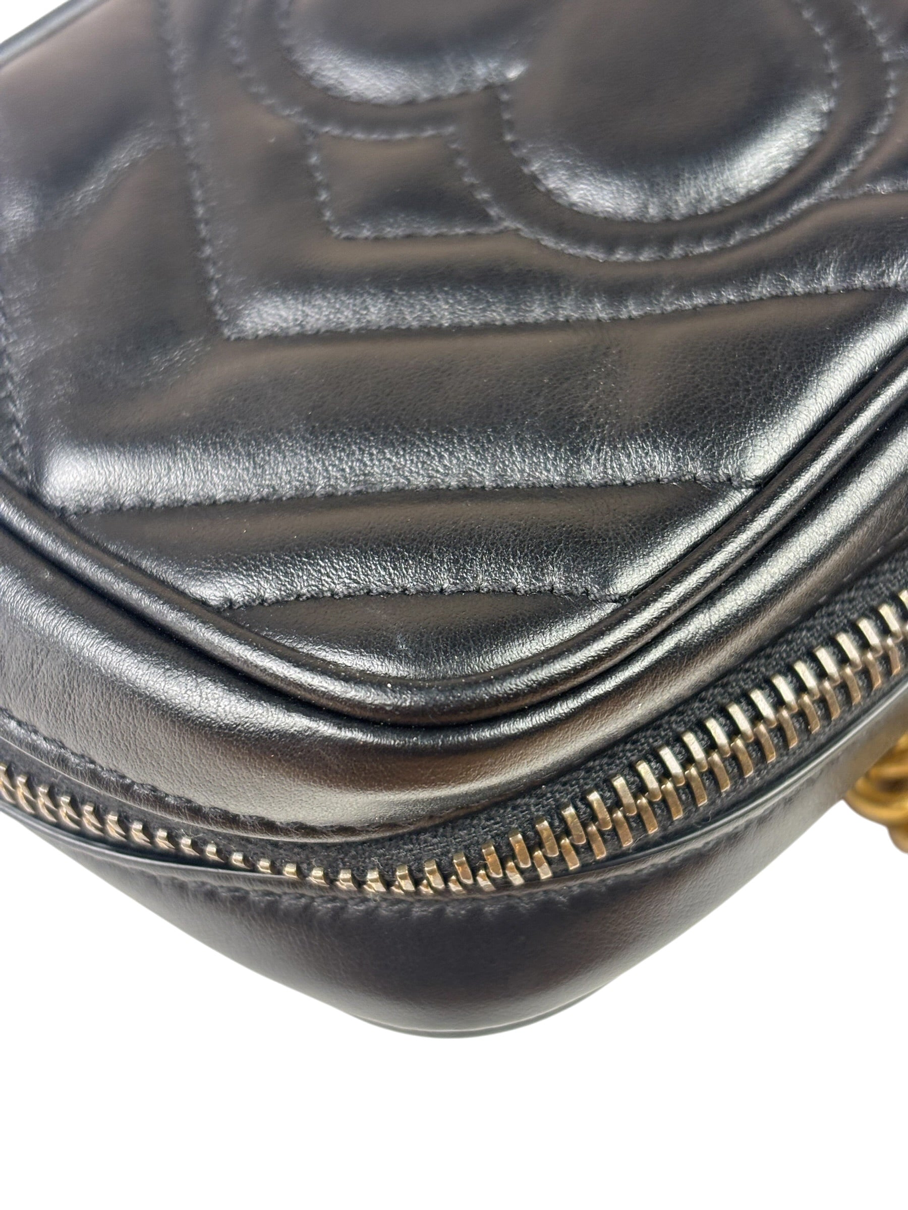 Gucci Black Leather Vertical Marmont Phone Crossbody Bag