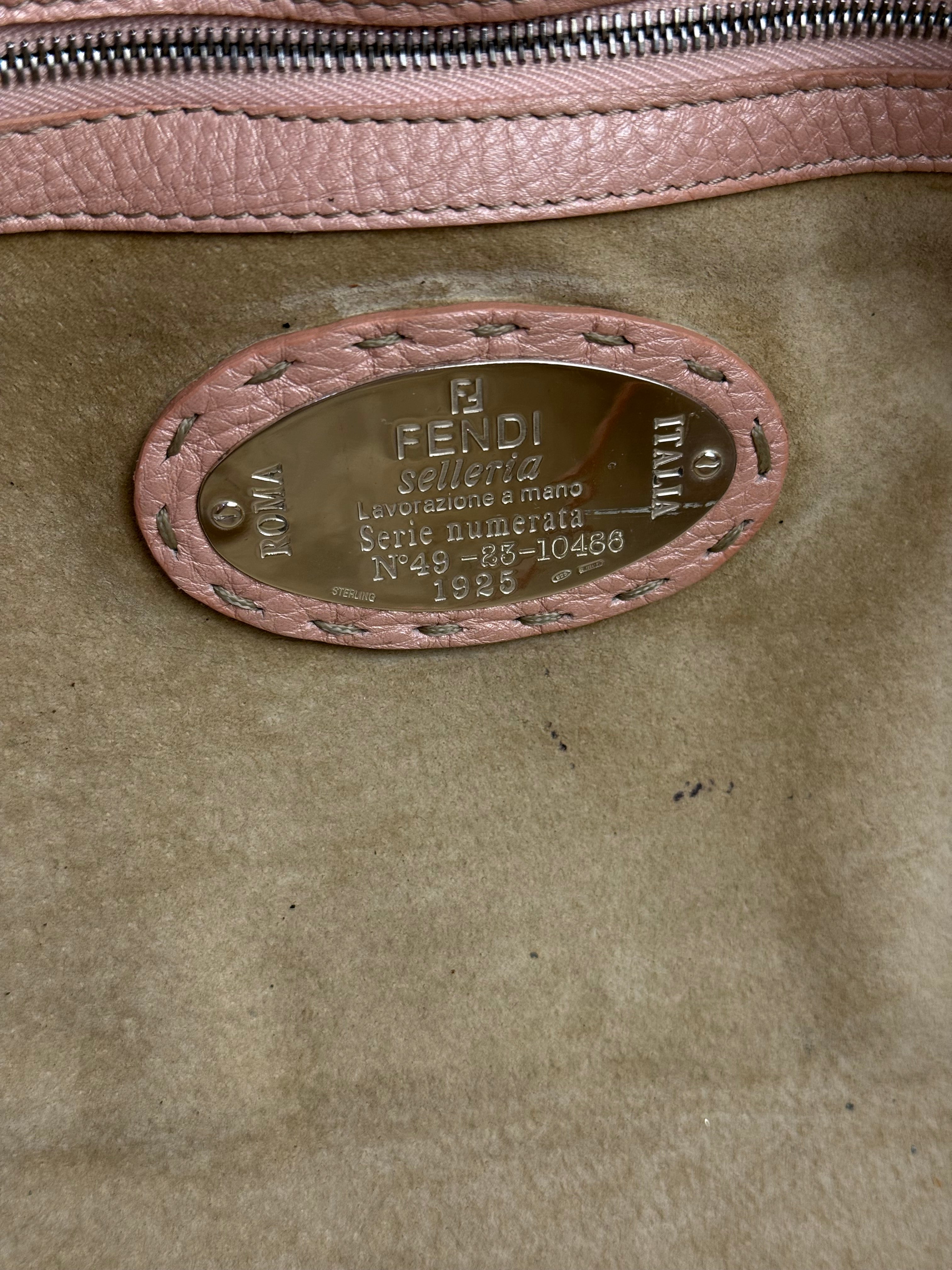 Fendi Light Pink Metallic Vintage Selleria Stitch Lina Handbag