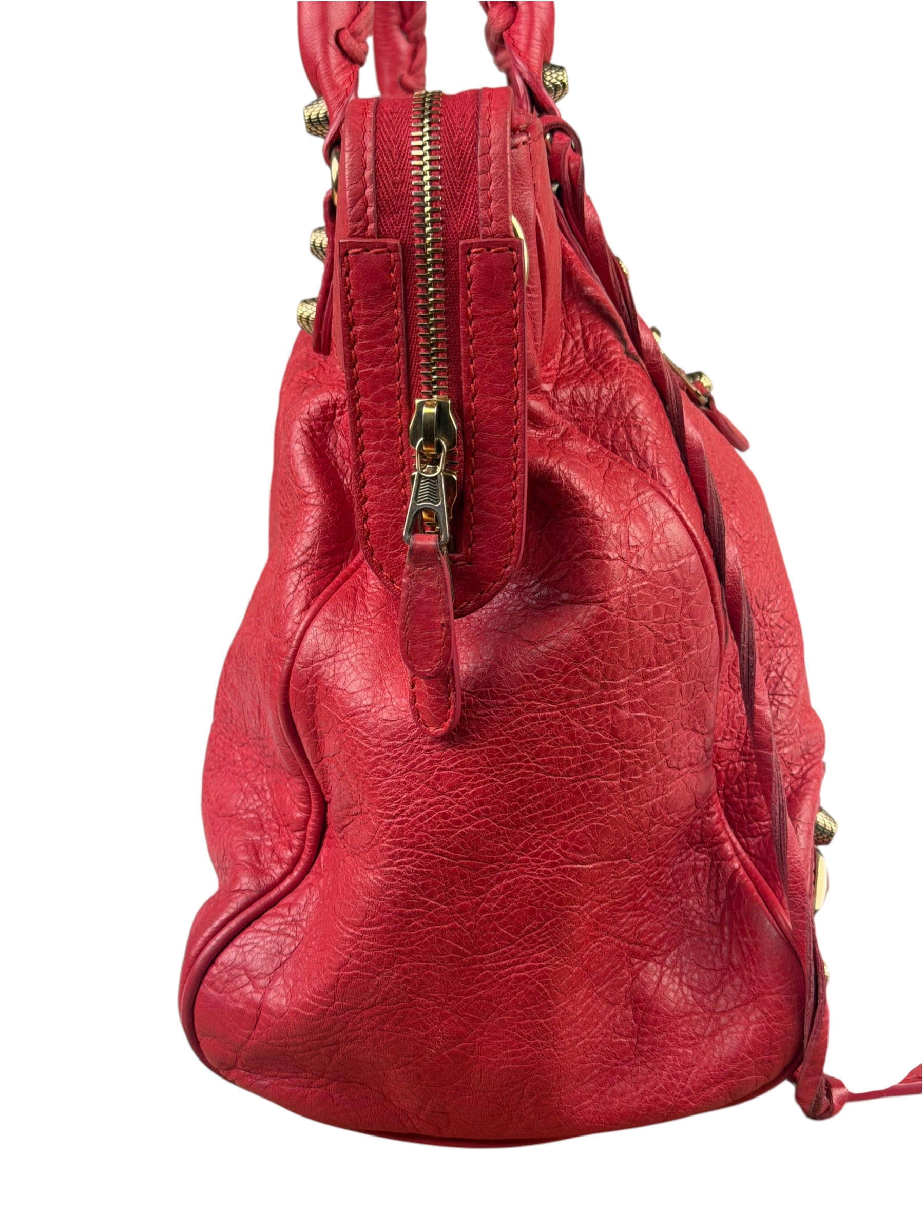 Balenciaga Red Calfskin Rouge Le City Bag