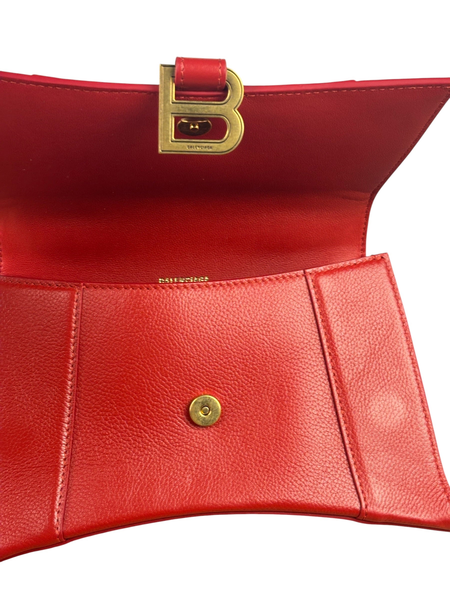 Balenciaga Red Leather Hourglass Small Two-Way Bag