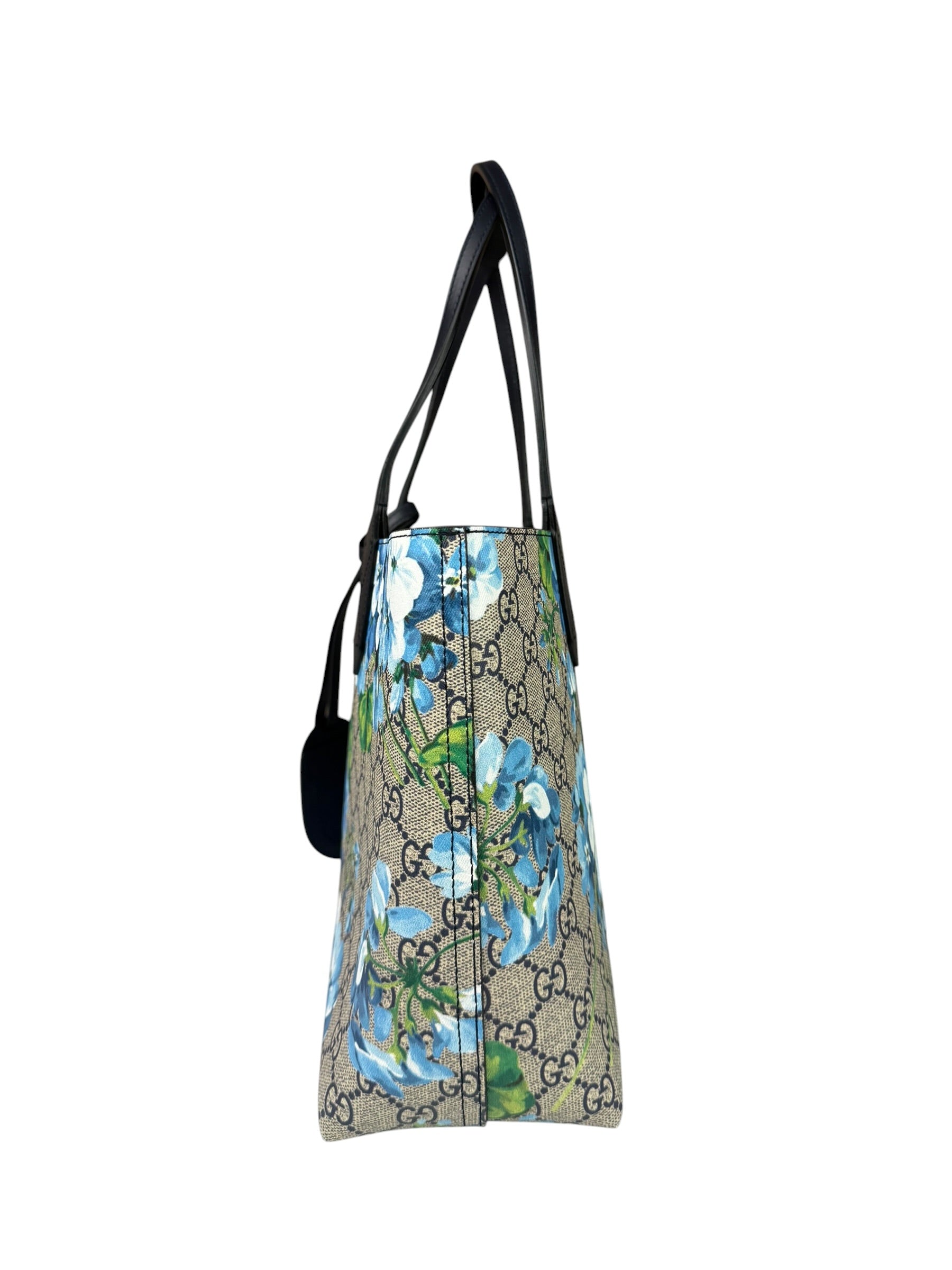 Gucci Blue/Beige GG Supreme Blooms Reversible Tote