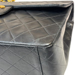 Chanel Vintage Black Quilted Leather Jumbo Flap Bag 1994