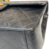 Chanel Vintage Black Quilted Leather Jumbo Flap Bag 1994