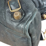 Balenciaga Black Leather Giant Gold City Two-Way Bag 21