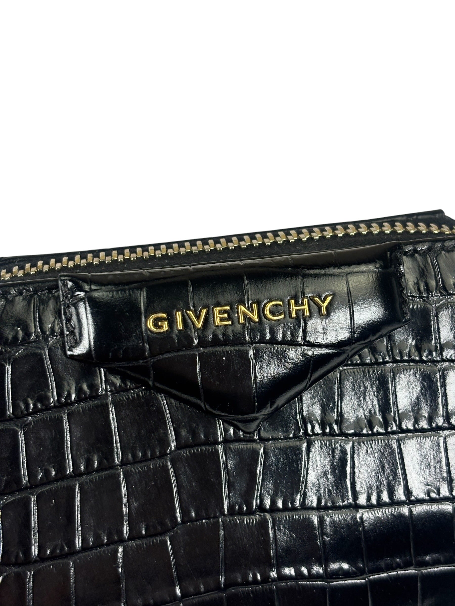 Givenchy Black Crocodile Embossed Leather Nano Antigona Crossbody Bag
