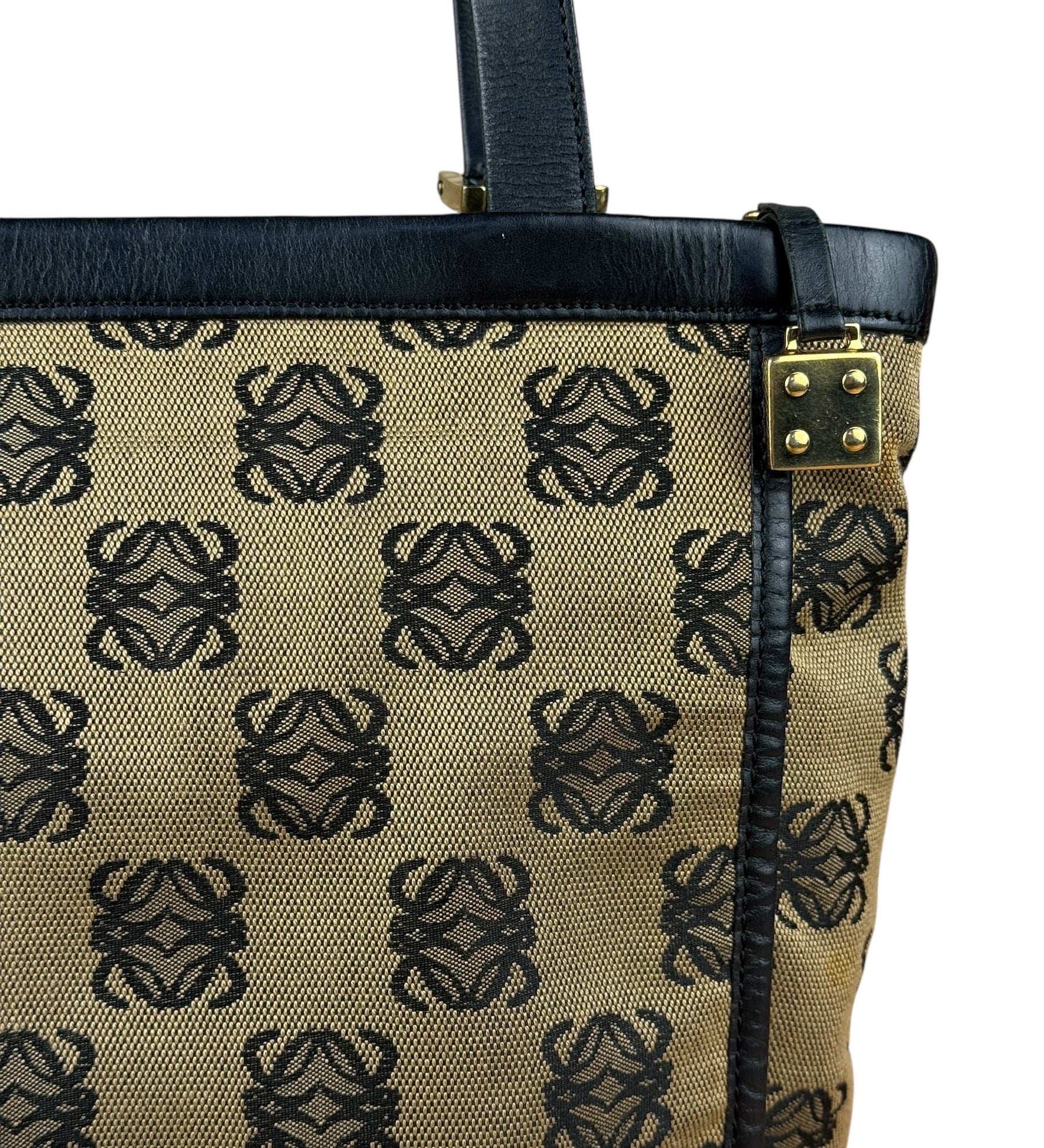 Loewe Vintage Canvas Anagram Zip Tote Bag