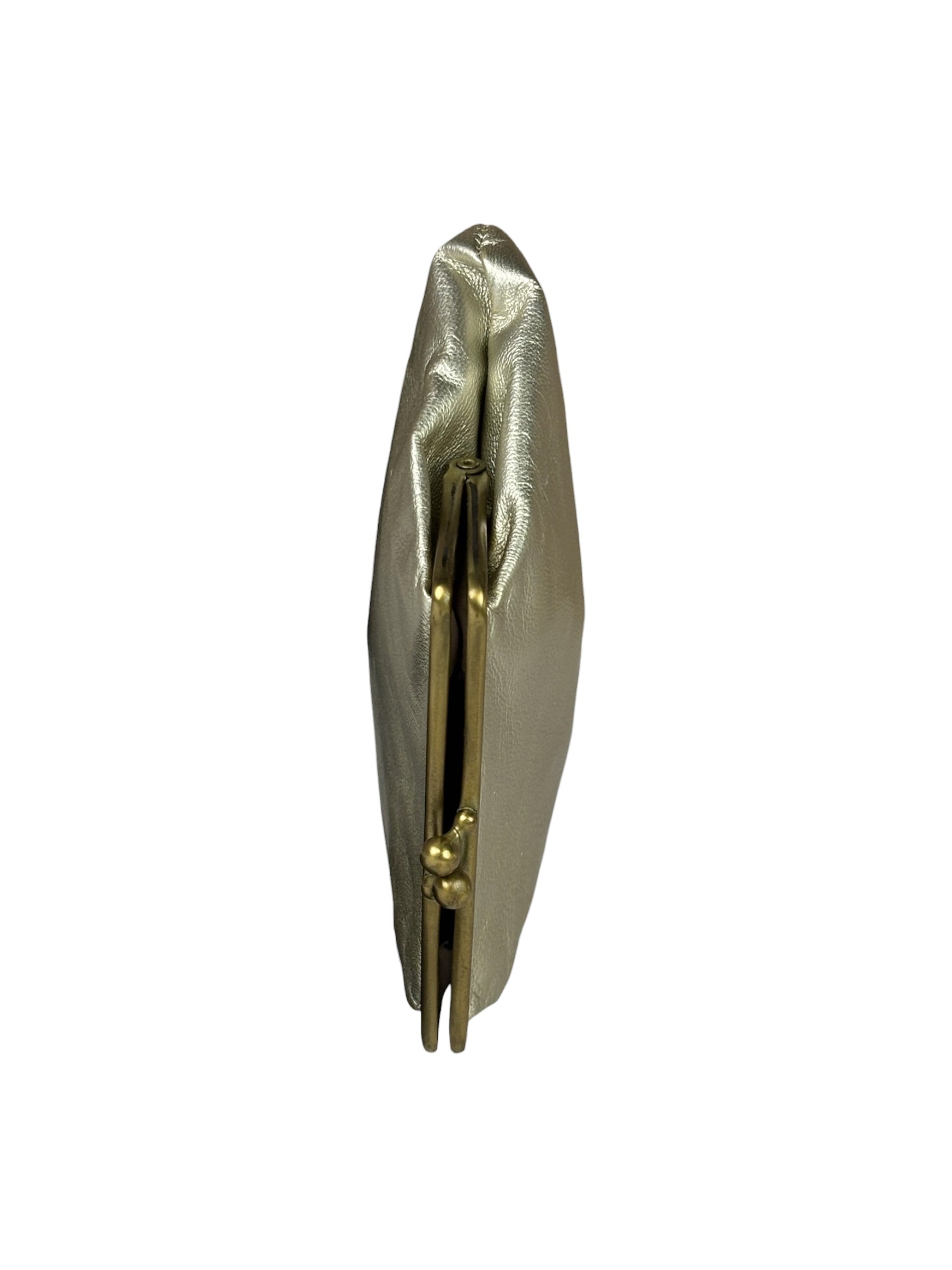 Chloe Metallic Gold Leather Frame Clutch