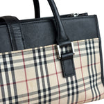 Burberry Vintage Leather Trim House Check Top Handle Bag