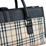 Burberry Vintage Leather Trim House Check Top Handle Bag