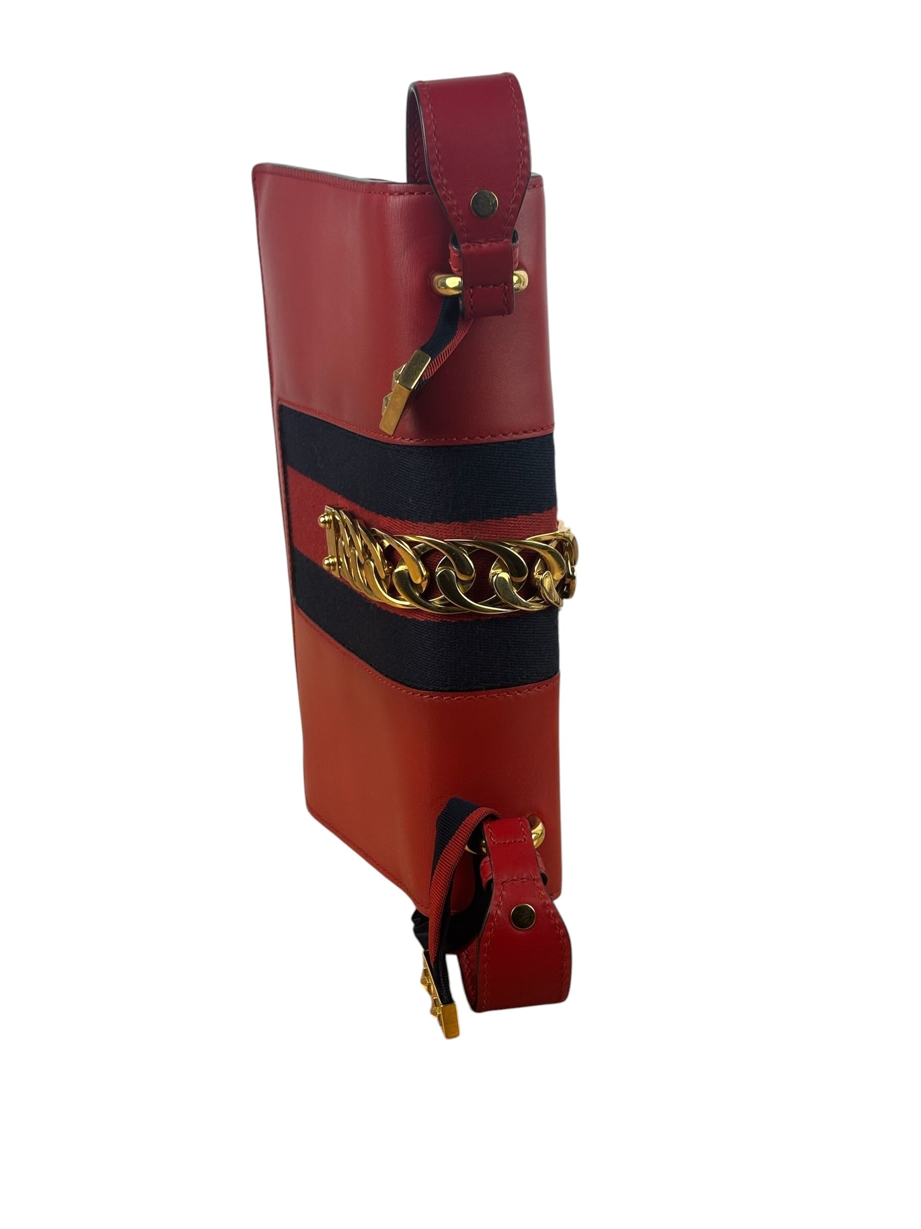 Gucci Red Leather Sylvie Shoulder Bag