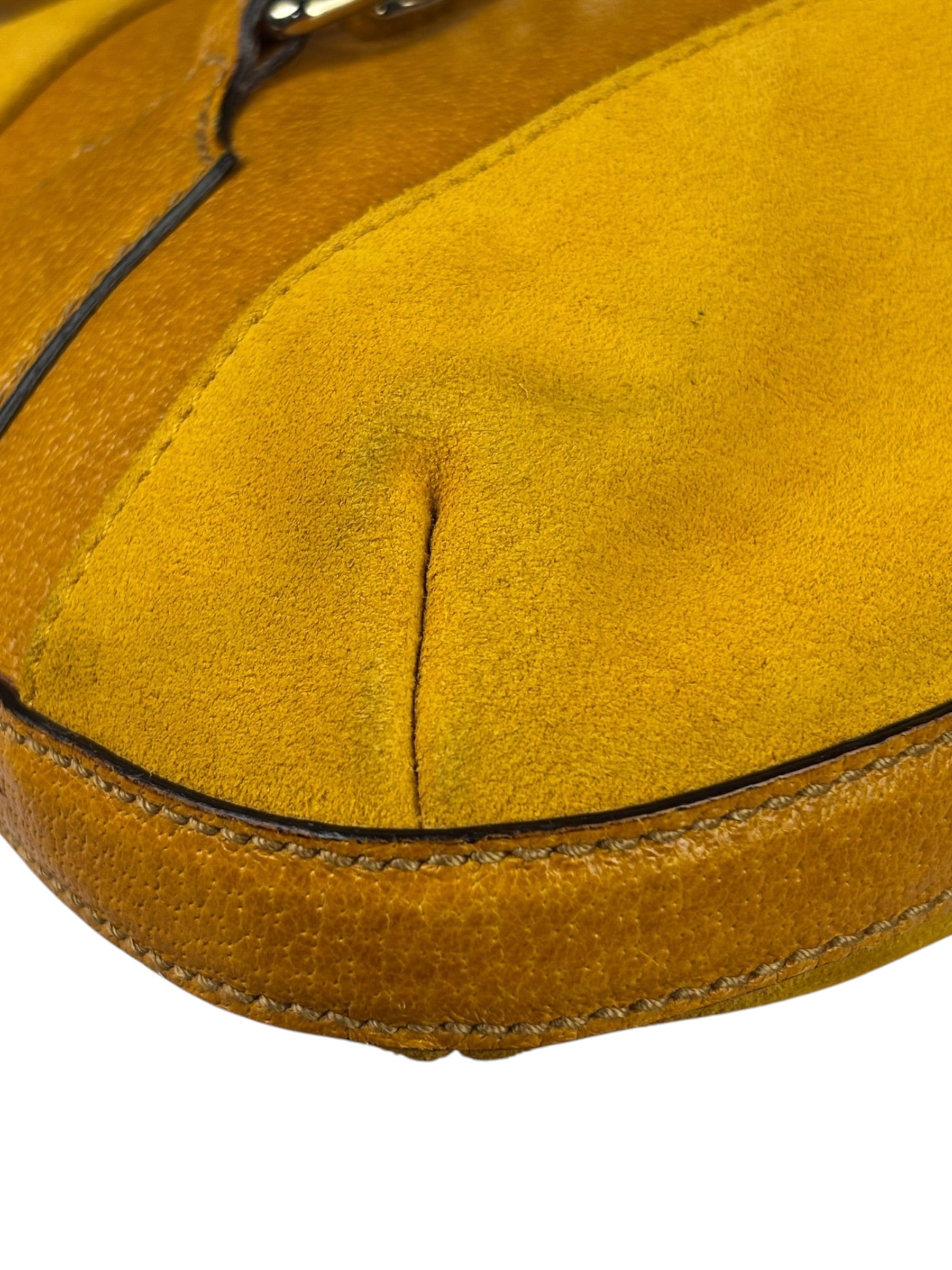 Gucci Mustard Yellow Suede/Leather Trim Hasler Horsebit Hobo Bag