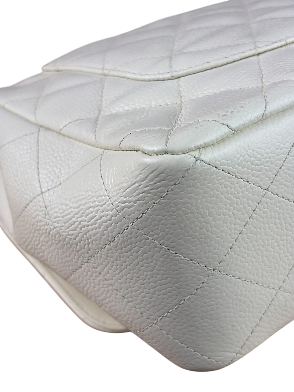 Chanel White Quilted Caviar Large Classic Flap 2005