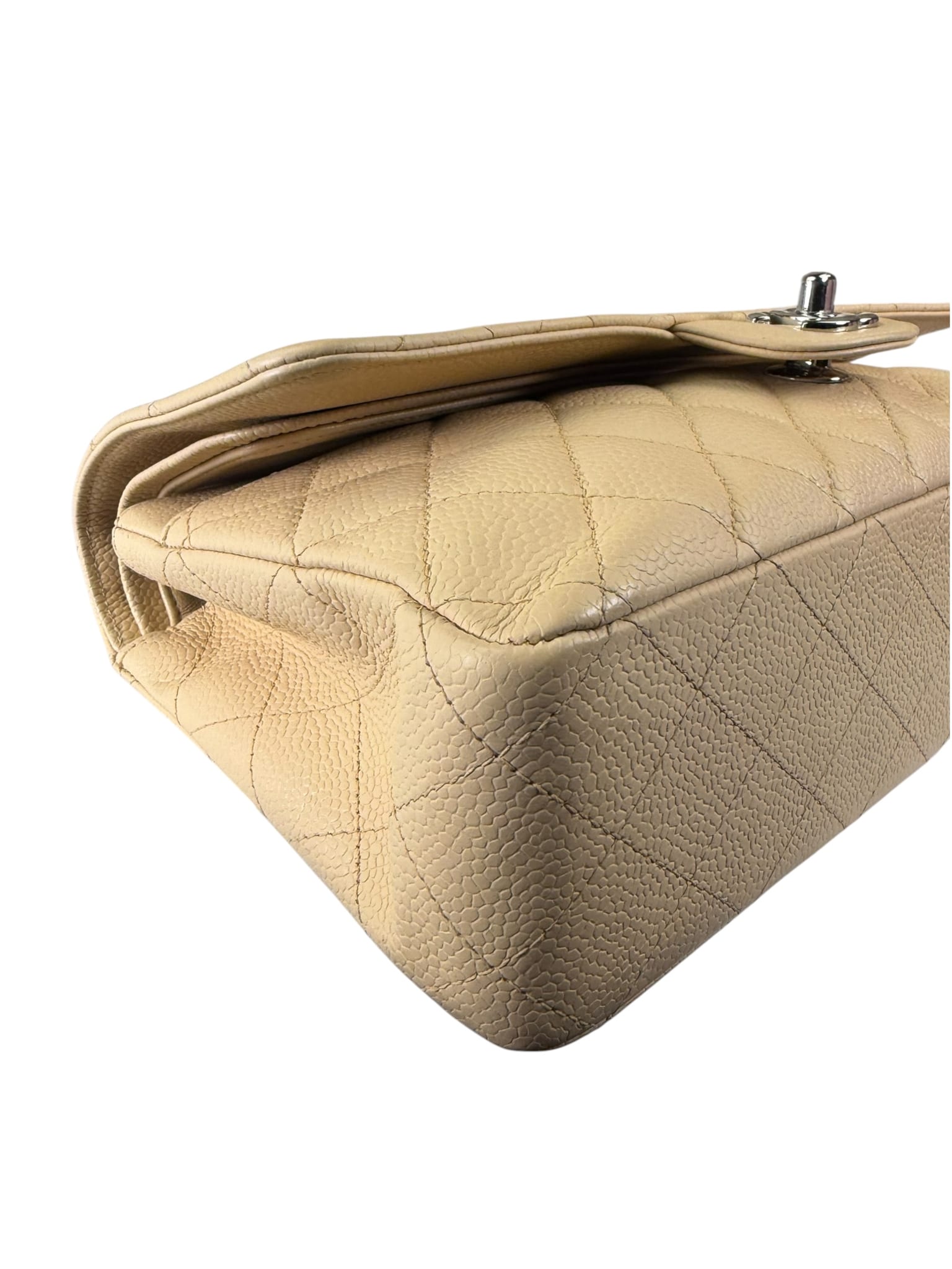 Chanel Beige Quilted Caviar Double Flap 2009