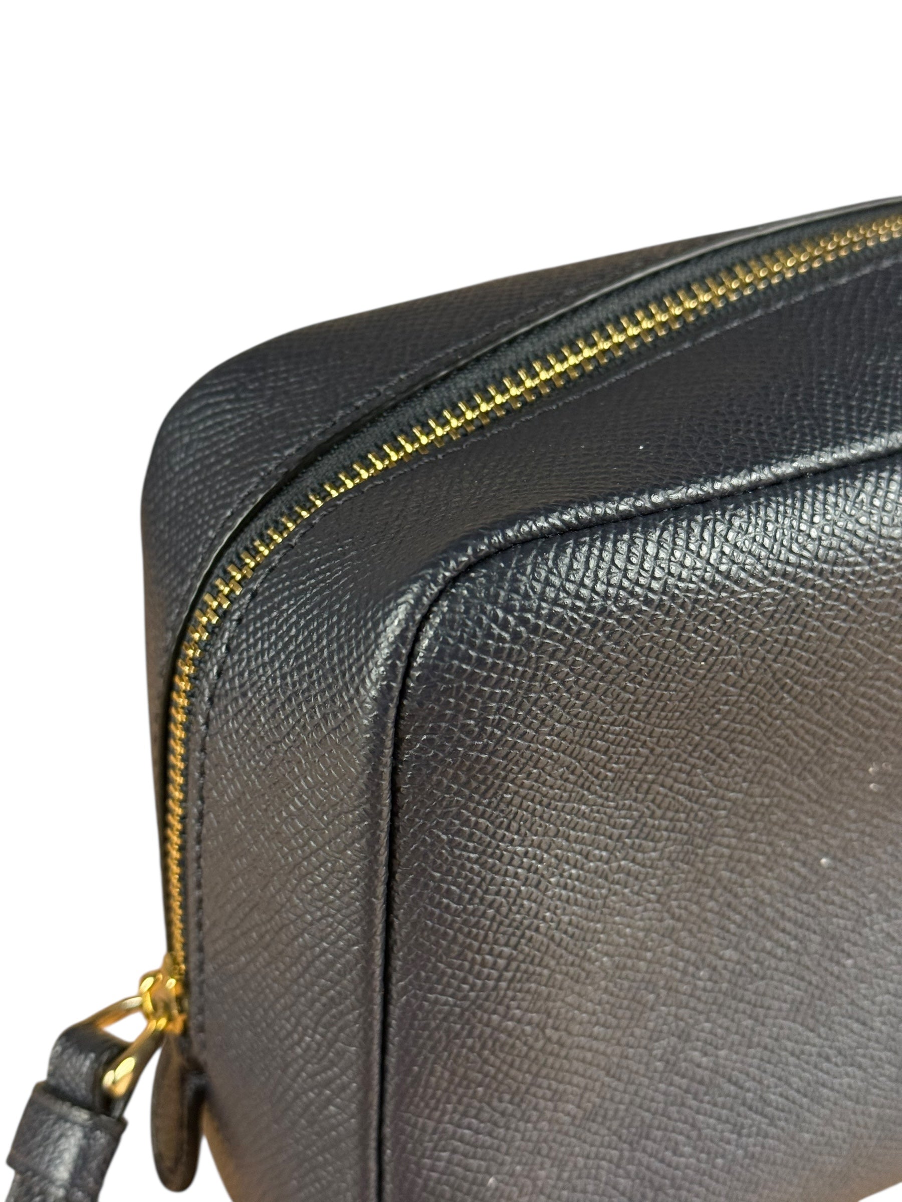 Coach Cosmetic Pouch Navy Blue Pebbled Leather