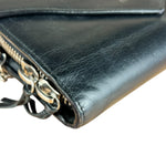 Balenciaga Black Leather Flap Wallet on Chain Bag