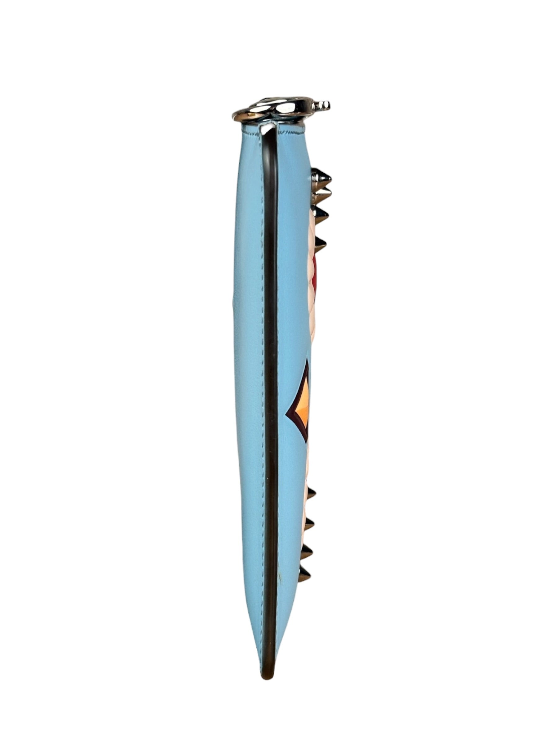 Fendi Monsters Blue Leather Key Wallet