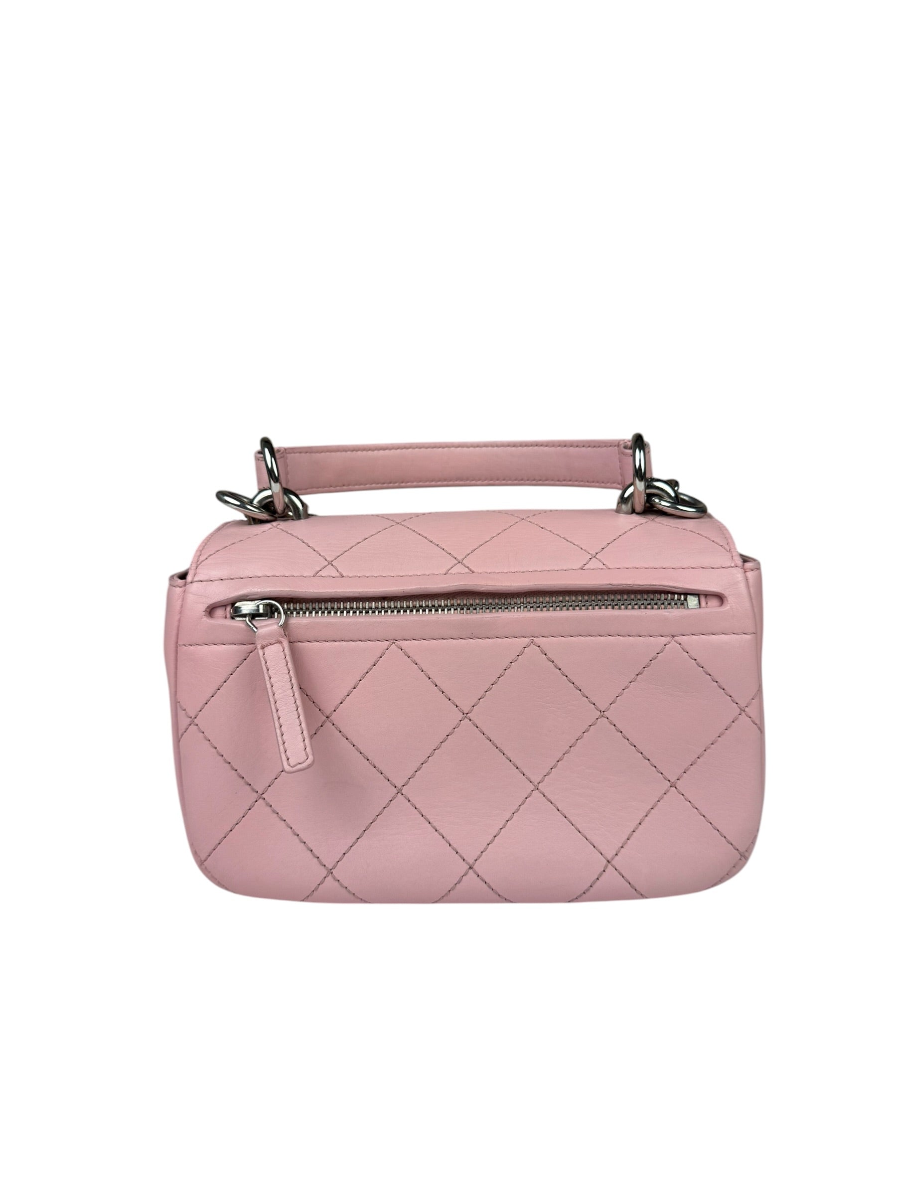 Chanel Pink Stitch Quilt Ring My Bag 2Way Flap 2017