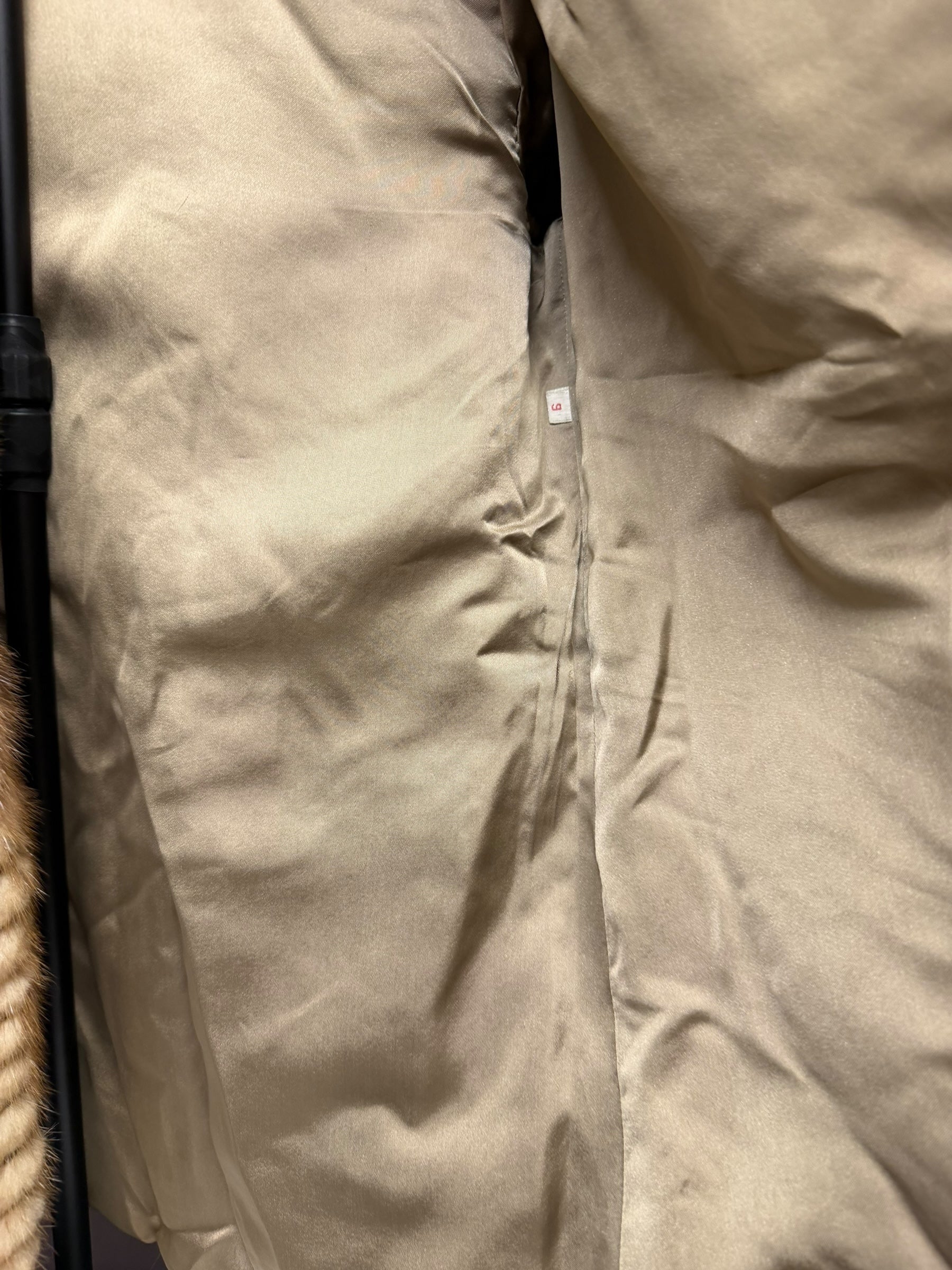 Vintage Light Brown Chevron Mink Fur Coat