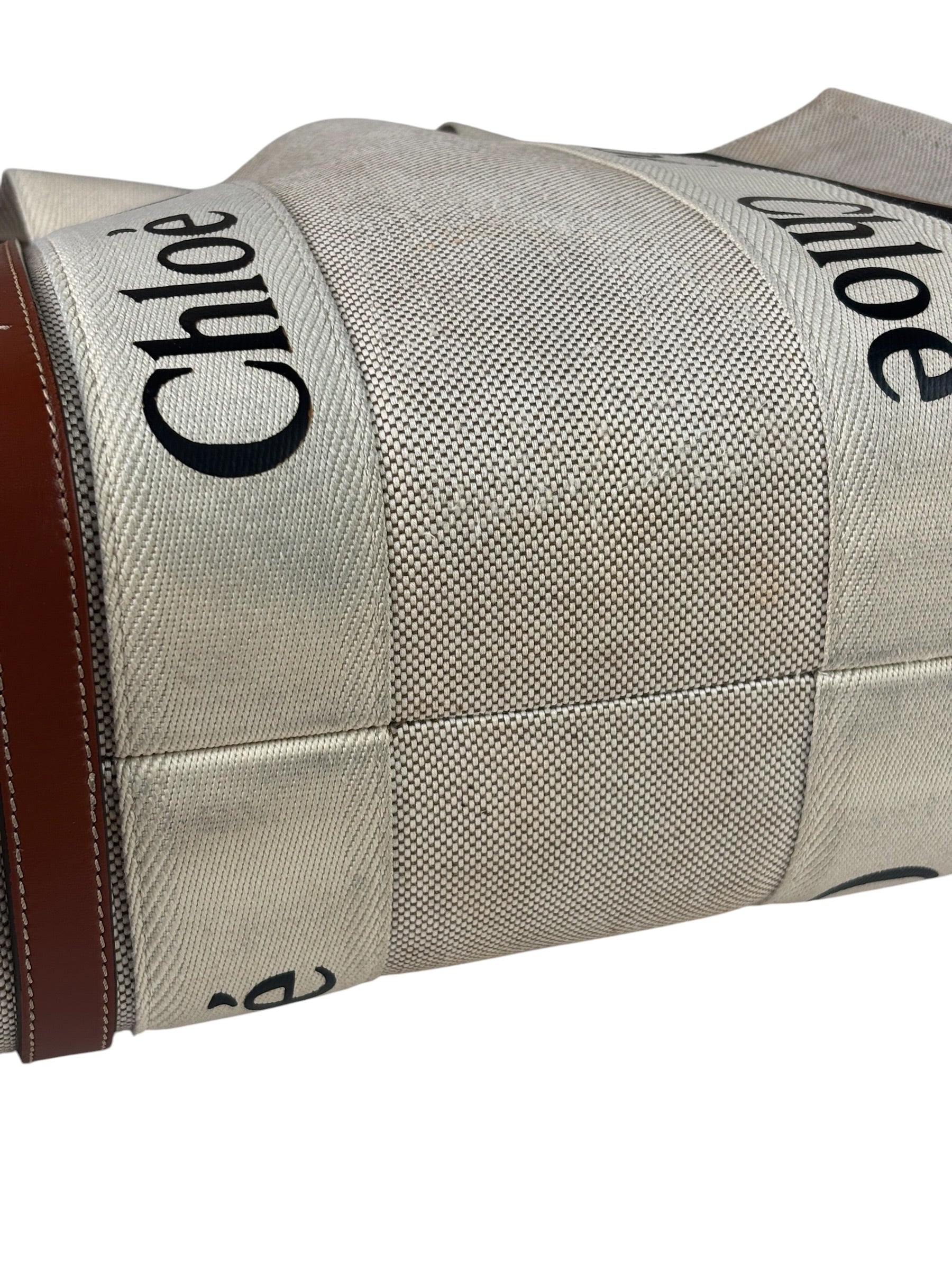 Chloé Canvas Beige/Brown Medium Woody Tote